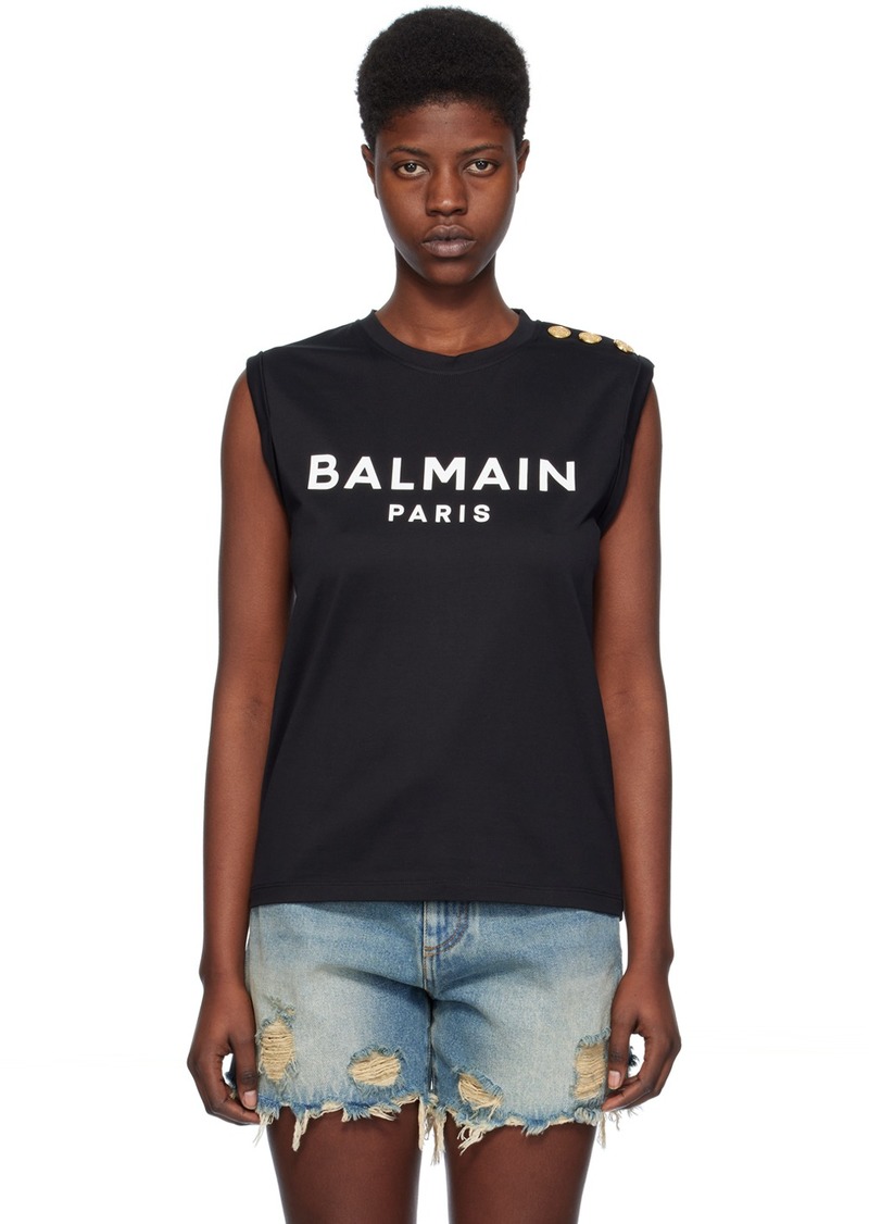 Balmain Black 3-Button Tank Top