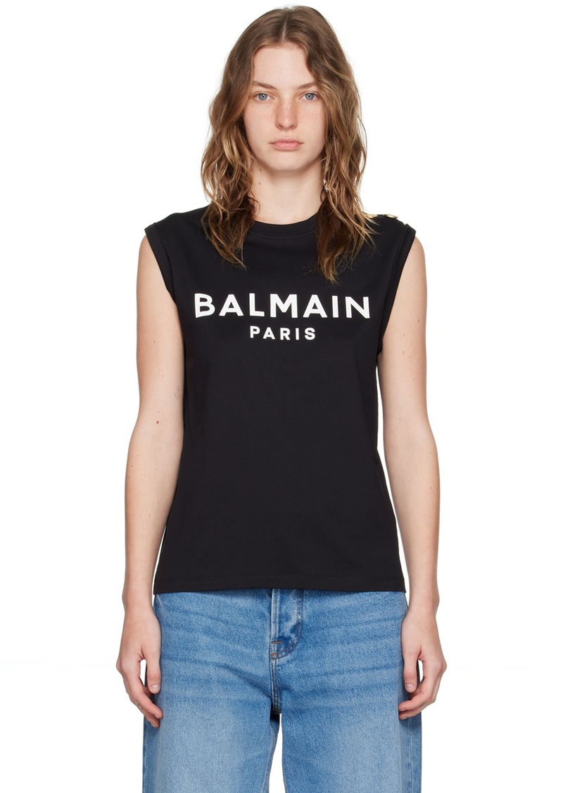 Balmain Black 'Balmain Paris' Tank Top