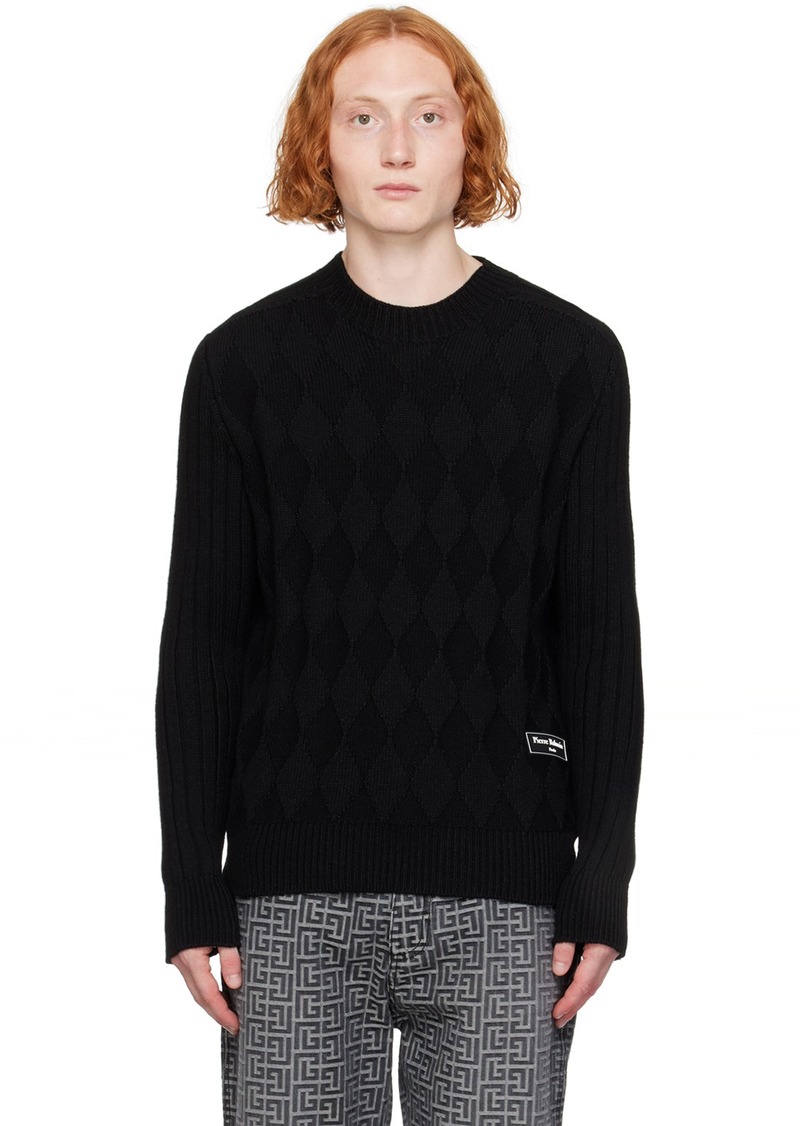 Balmain Black Chunky Diamond Jacquard Sweater