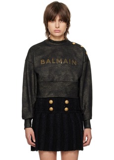 Balmain Black Cropped Sweatshirt