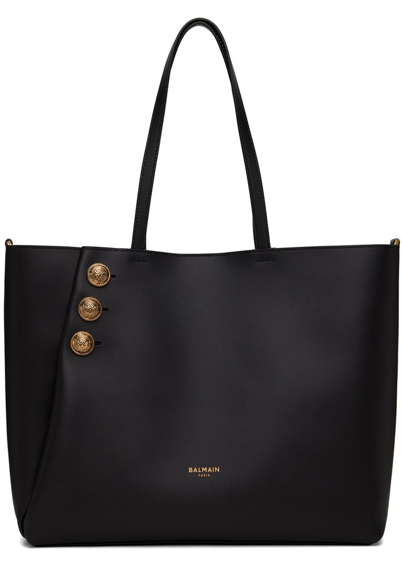 Balmain Black Emblème Leather Tote