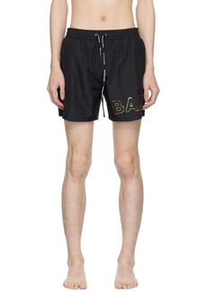 Balmain Black Embossed Swim Shorts