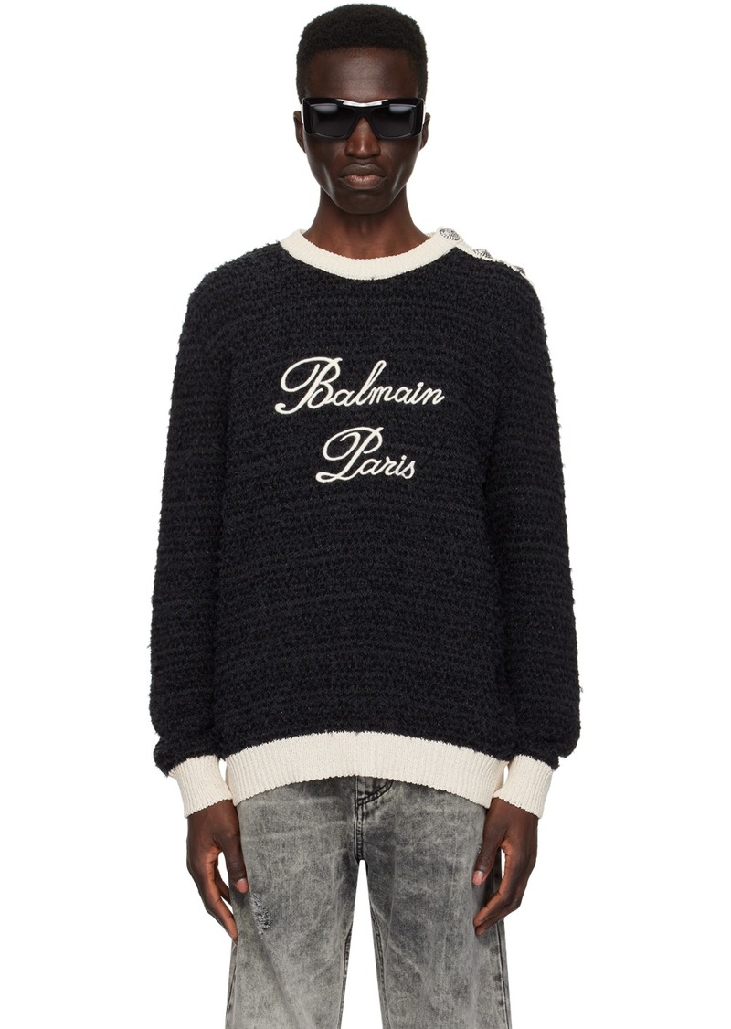 Balmain Black Embroidered Sweater
