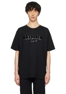 Balmain Black Metallic Flocked T-Shirt