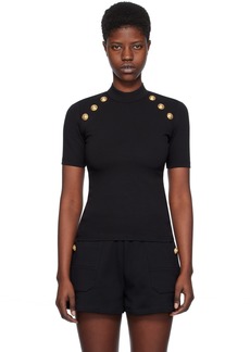 Balmain Black Mock Neck T-Shirt