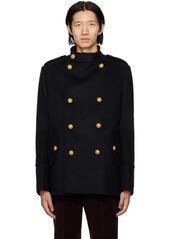 Balmain Black Officer Coat