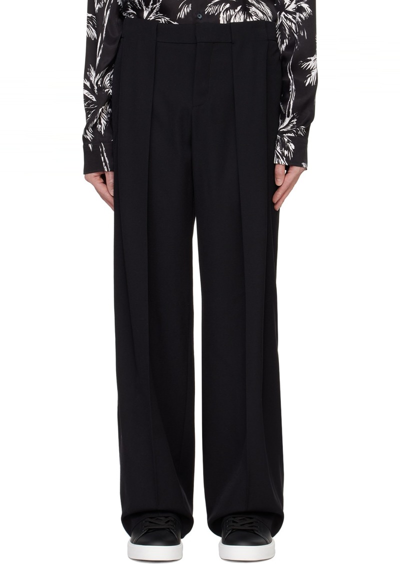 Balmain Black Pleated Grain De Poudre Trousers