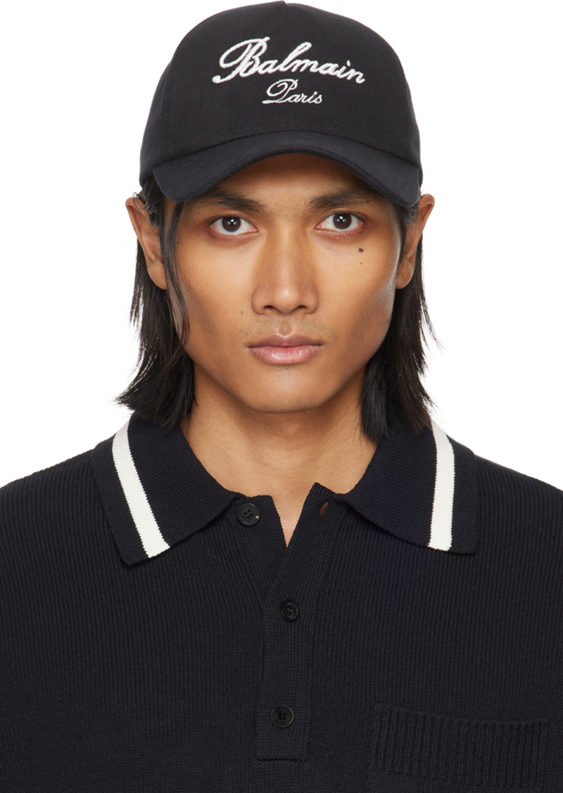 Balmain Black Signature Cap