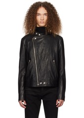 Balmain Black Zip Leather Jacket