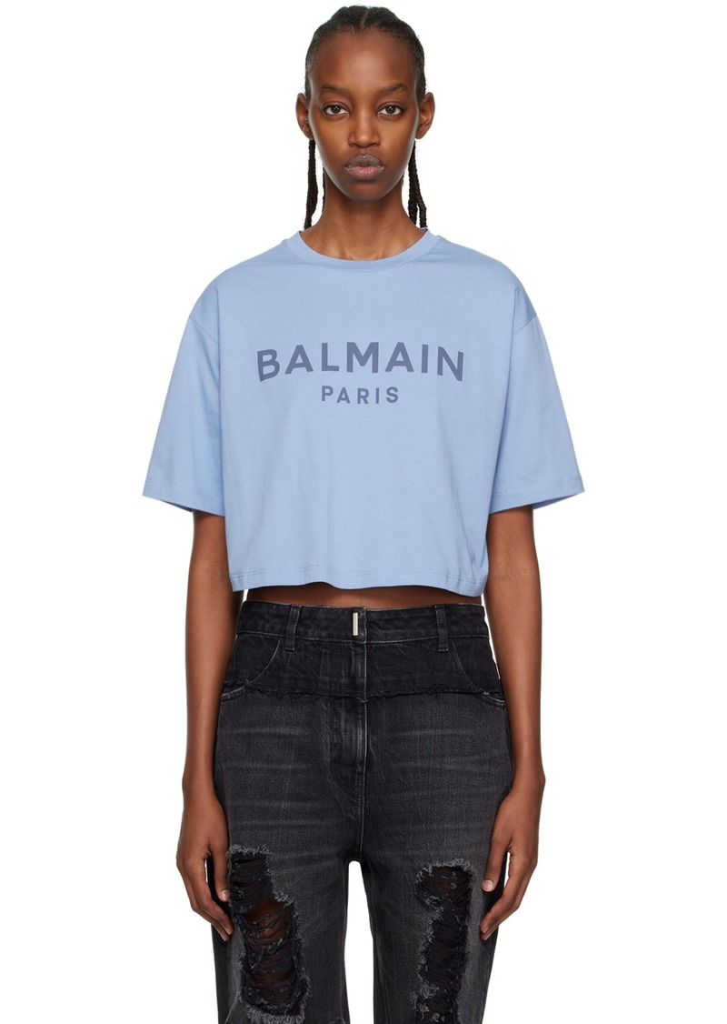 Balmain Blue Cropped T-Shirt