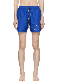 Balmain Blue Embossed Swim Shorts