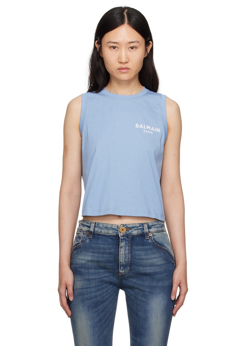 Balmain Blue Flocked Tank Top