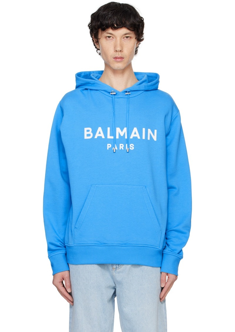 Balmain Blue Printed 'Balmain Paris' Hoodie