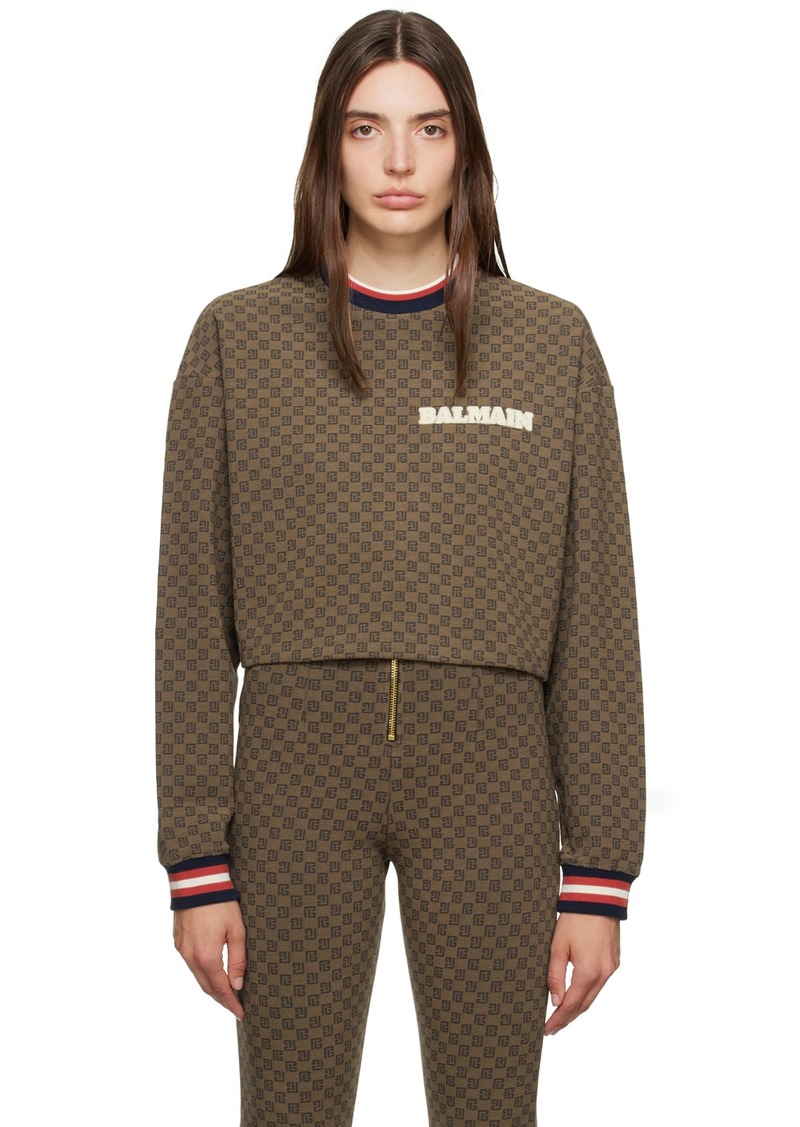 Balmain Brown Mini Monogram Sweatshirt