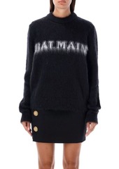 BALMAIN Brushed mohair logo sweater