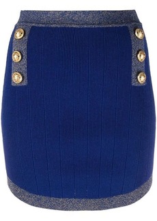 BALMAIN Button-embossed knit mini skirt
