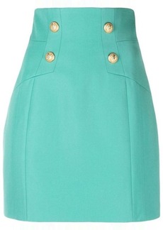 BALMAIN Button-embossed wool mini skirt