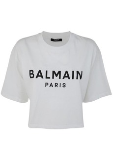 BALMAIN CROPPED PRINT T-SHIRT CLOTHING