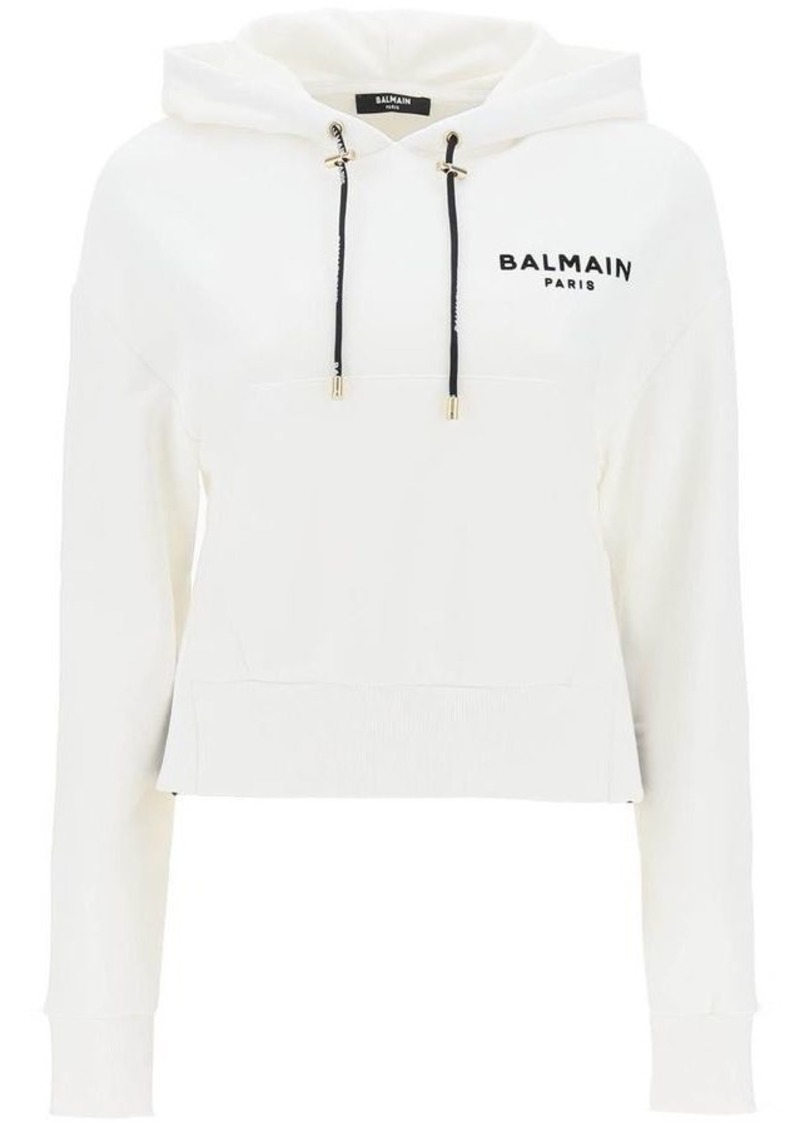 Balmain cropped sweatshirt with flocked logo print