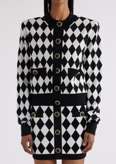 Balmain Diamond Jacquard Virgin Wool Cardigan