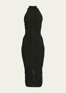 Balmain Diamond Textured Knit Midi Dress