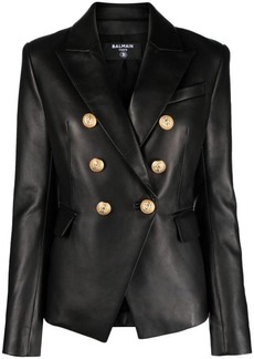 BALMAIN Double-breasted leather blazer