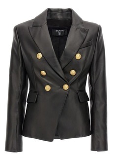 BALMAIN Double-breasted leather blazer