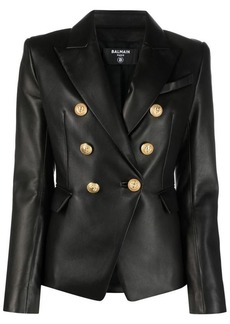 BALMAIN Double-breasted leather jacket