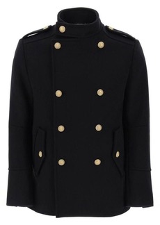 Balmain double-breasted peacoat with embossed buttons