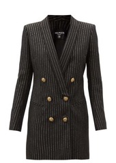 Balmain Double-breasted pinstriped wool-blend blazer dress