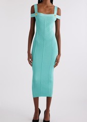 Balmain Double Strap Mixed Stitch Midi Sweater Dress