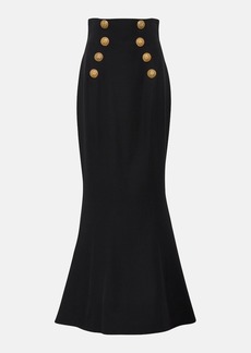 Balmain Flared high-rise virgin wool maxi skirt