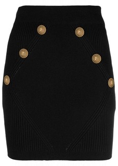 BALMAIN Gold embossed buttons knitted mini skirt
