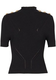 BALMAIN Gold embossed buttons knitted top