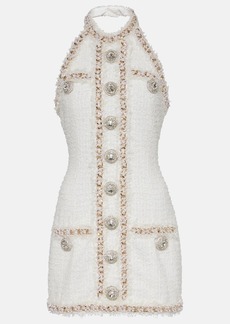 Balmain Halterneck embellished tweed minidress