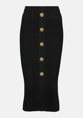 Balmain High-rise ribbed-knit midi skirt