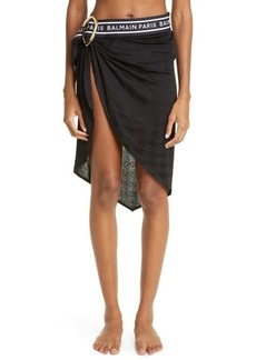 Balmain Houndstooth Jacquard Cover-Up Pareo in Black Black at Nordstrom