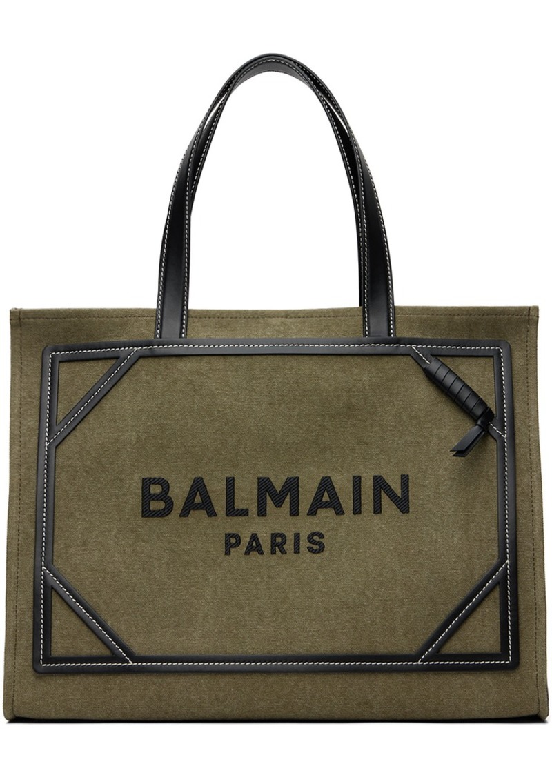 Balmain Khaki & Black B-Army 42 Tote