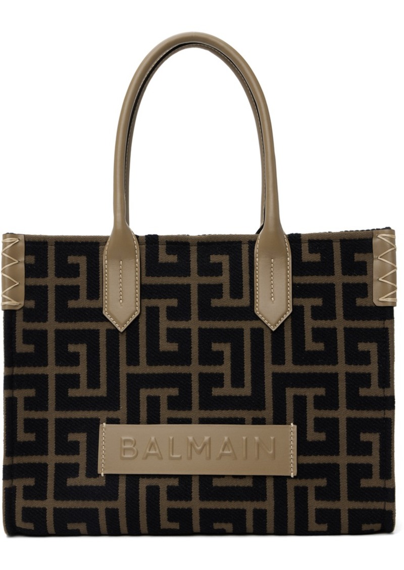 Balmain Khaki & Brown B-Army 36 Monogram Jacquard Tote