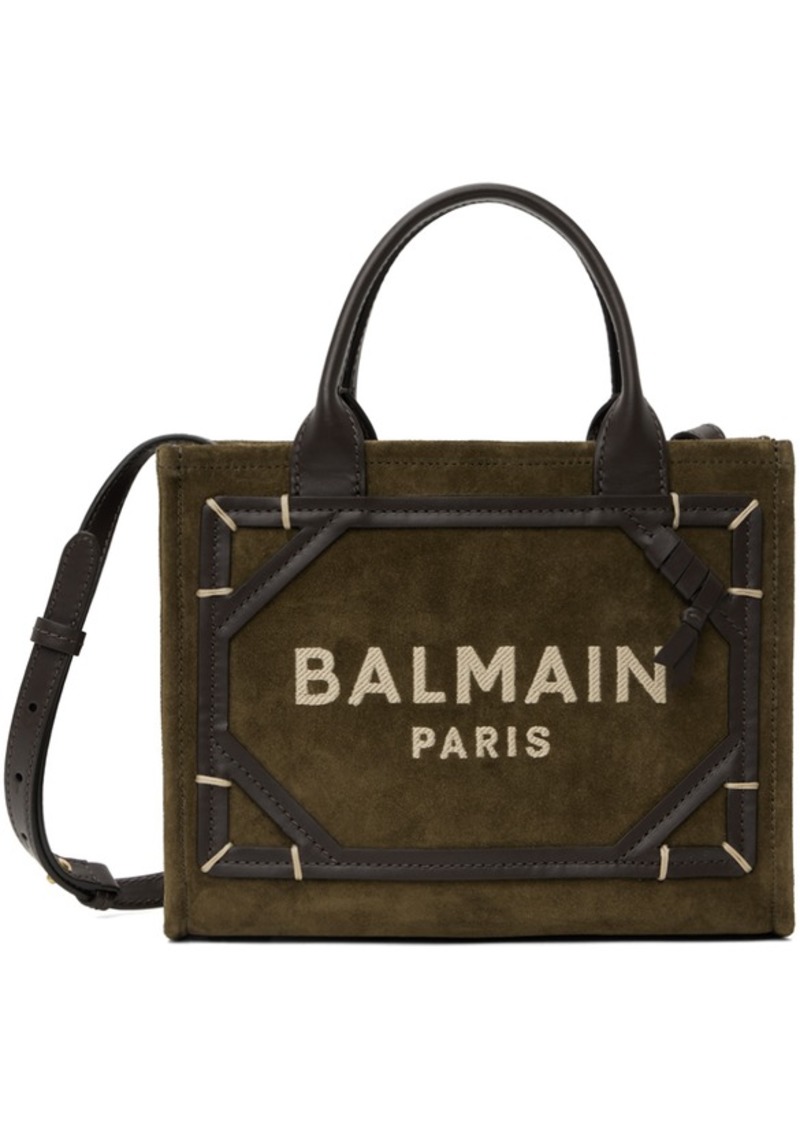 Balmain Khaki & Brown B-Army Shopper Small Bag