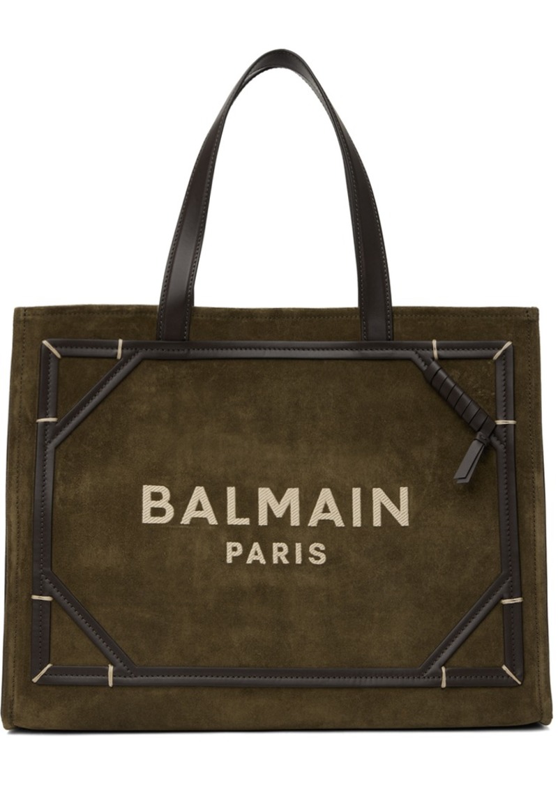 Balmain Khaki B-Army Shopper Tote