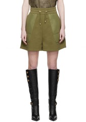 Balmain Khaki Paneled Shorts