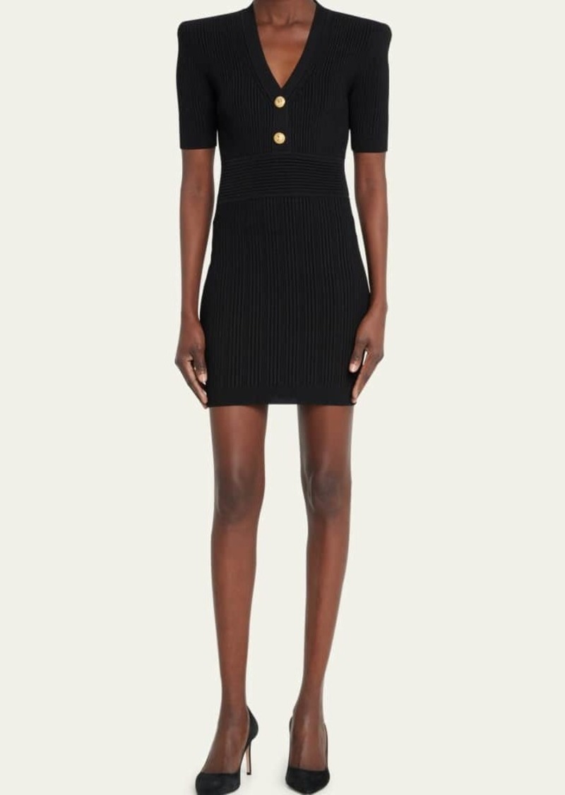 Balmain Knit Mini Dress w/ Buttons