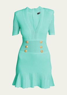 Balmain Knit Mini Dress with Button Details