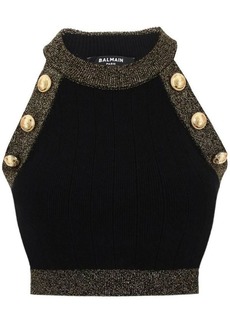 Balmain knitted crop top with buttons