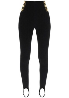 Balmain knitted leggings with embossed buttons and lurex details
