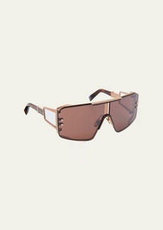 Balmain Le Masque Brown Titanium & Acetate Shield Sunglasses