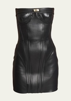 Balmain Leather Bustier Mini Dress