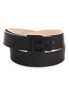 Balmain Logo Buckle Calfskin Leather Belt