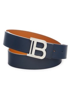 Balmain Logo Buckle Reversible Leather Belt
